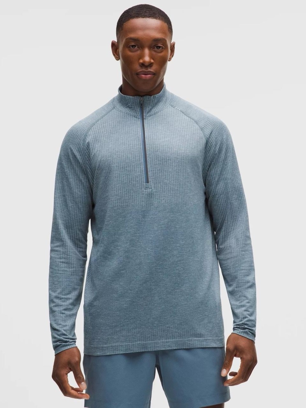 Men's Lululemon Metal Vent Tech Steel Blue Quarter-Zip Performance Pullover